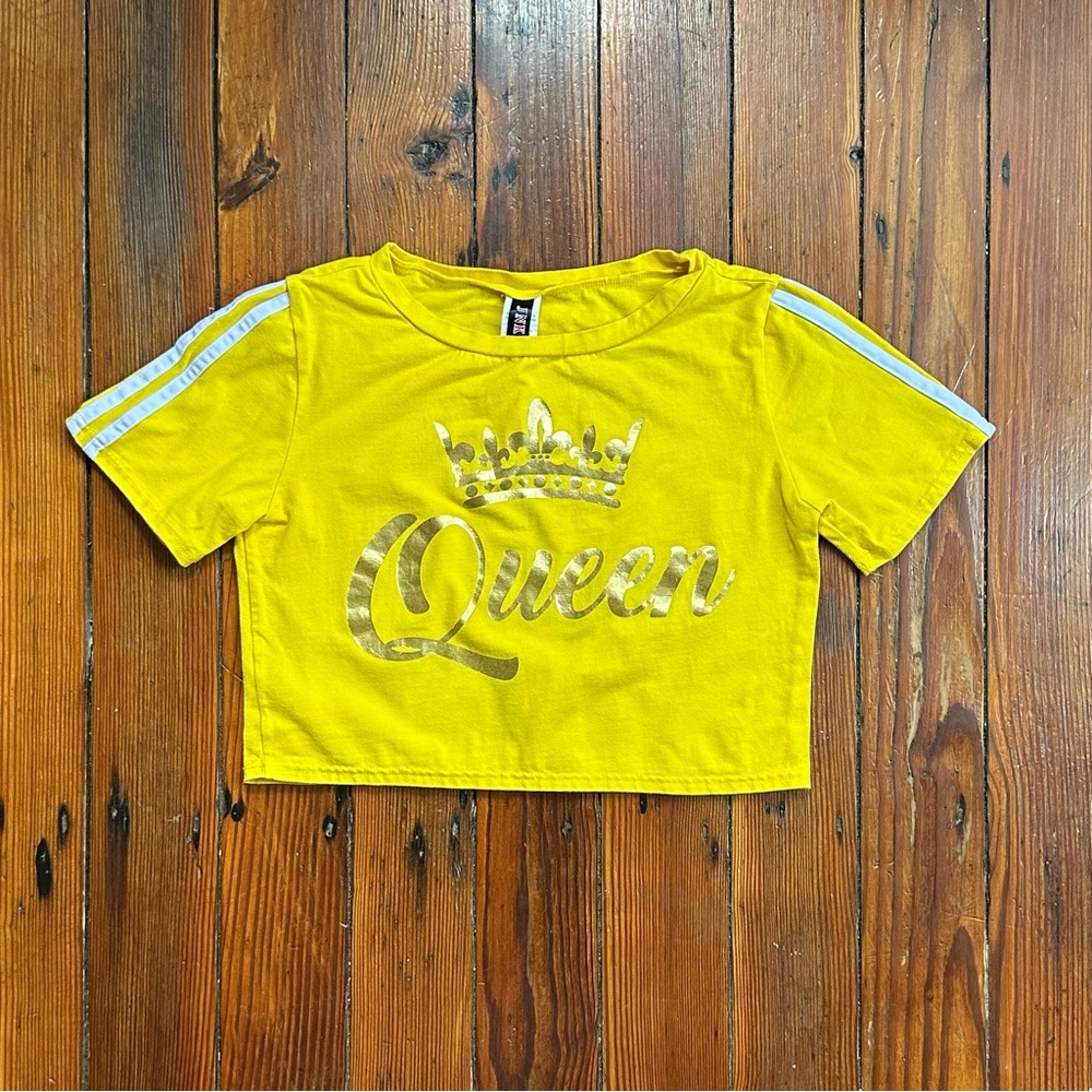 JNK queen & crown gold graphic crop top Large